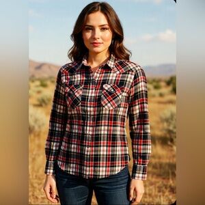 Levi’s Women’s Checkered Snap Button Plaid Large Shirt